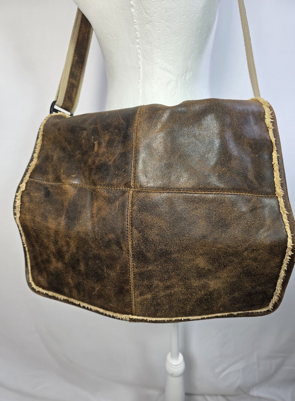 M Julian‎ Distressed Leather Messenger Bag Brown Rustic Laptop Satchel
